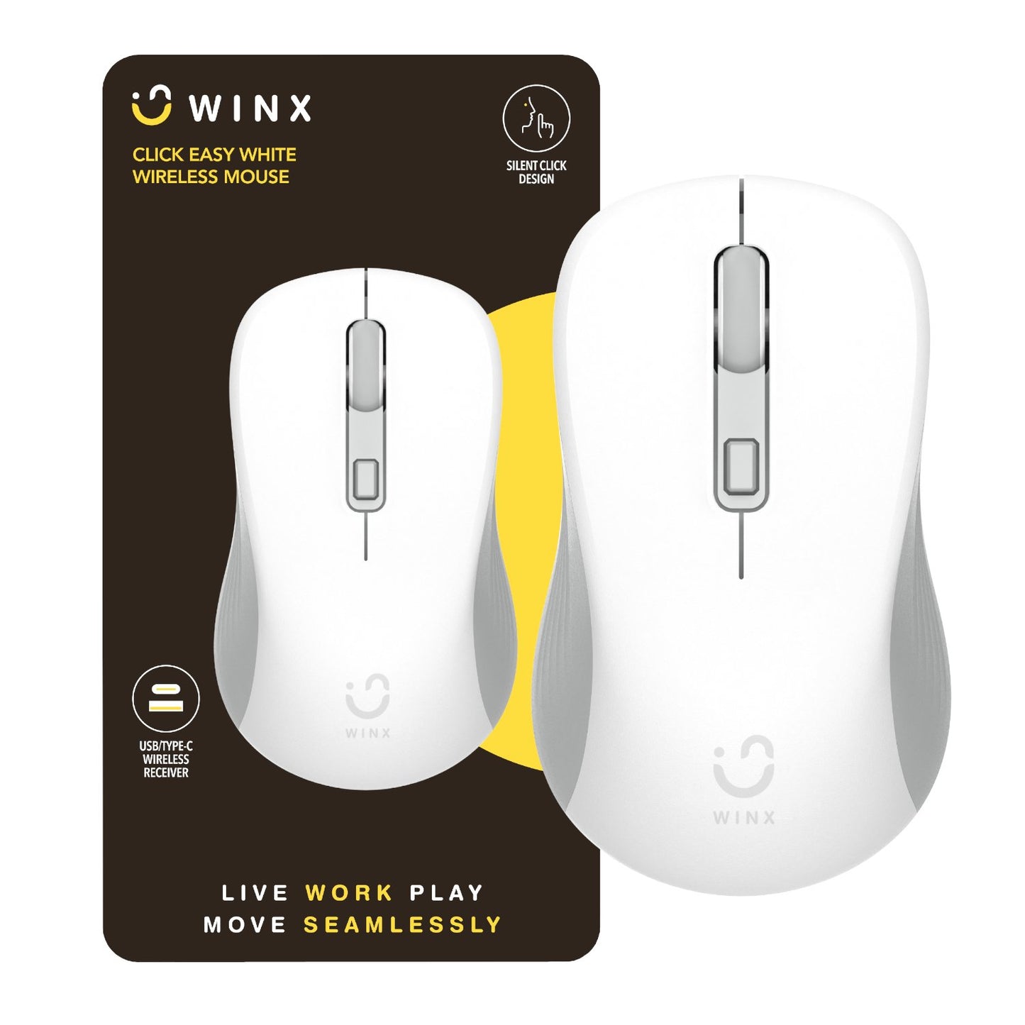 WINX CLICK Easy 1600DPI 2.4GHz Wireless Mouse - White-0