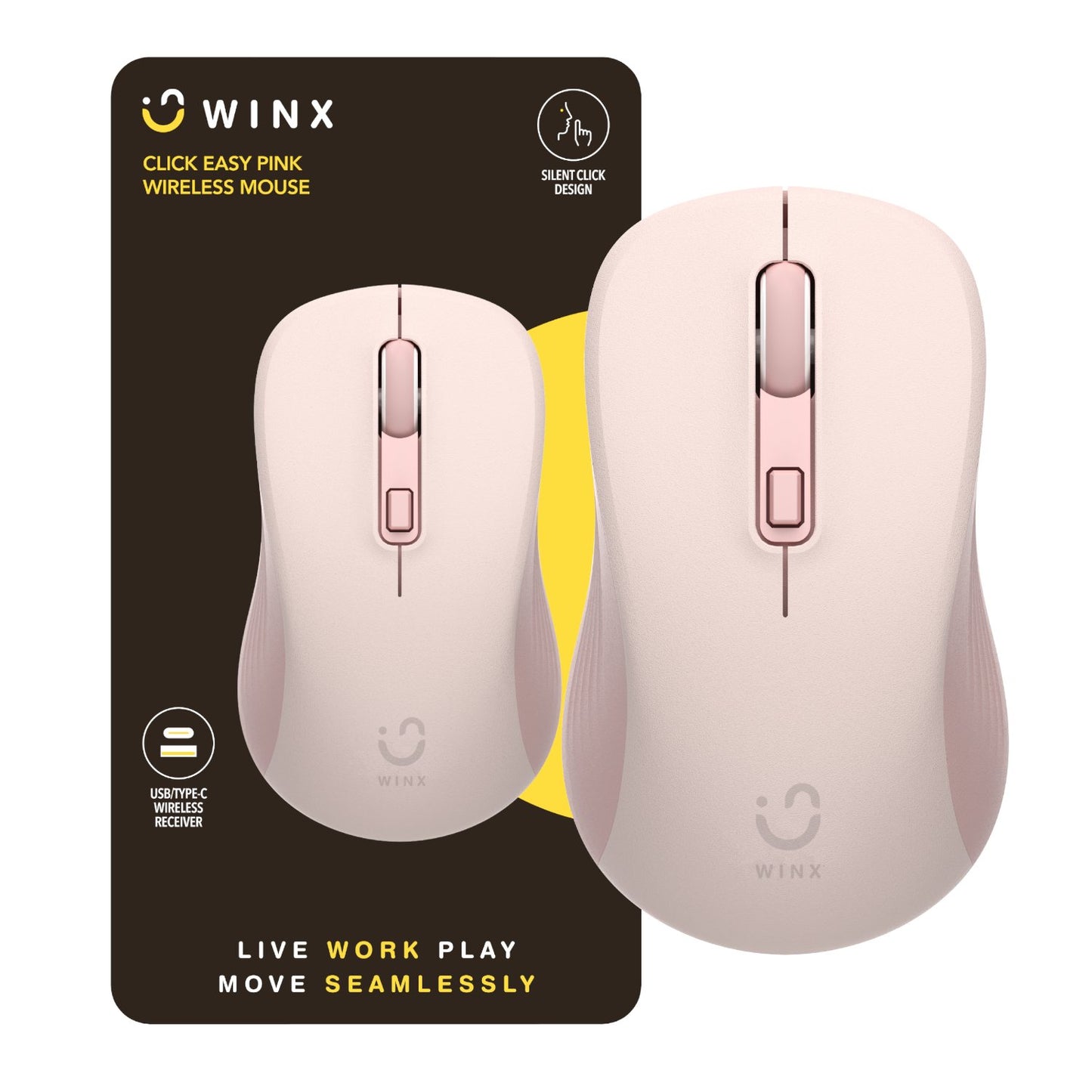 WINX CLICK Easy 1600DPI 2.4GHz Wireless Mouse - Pink-0
