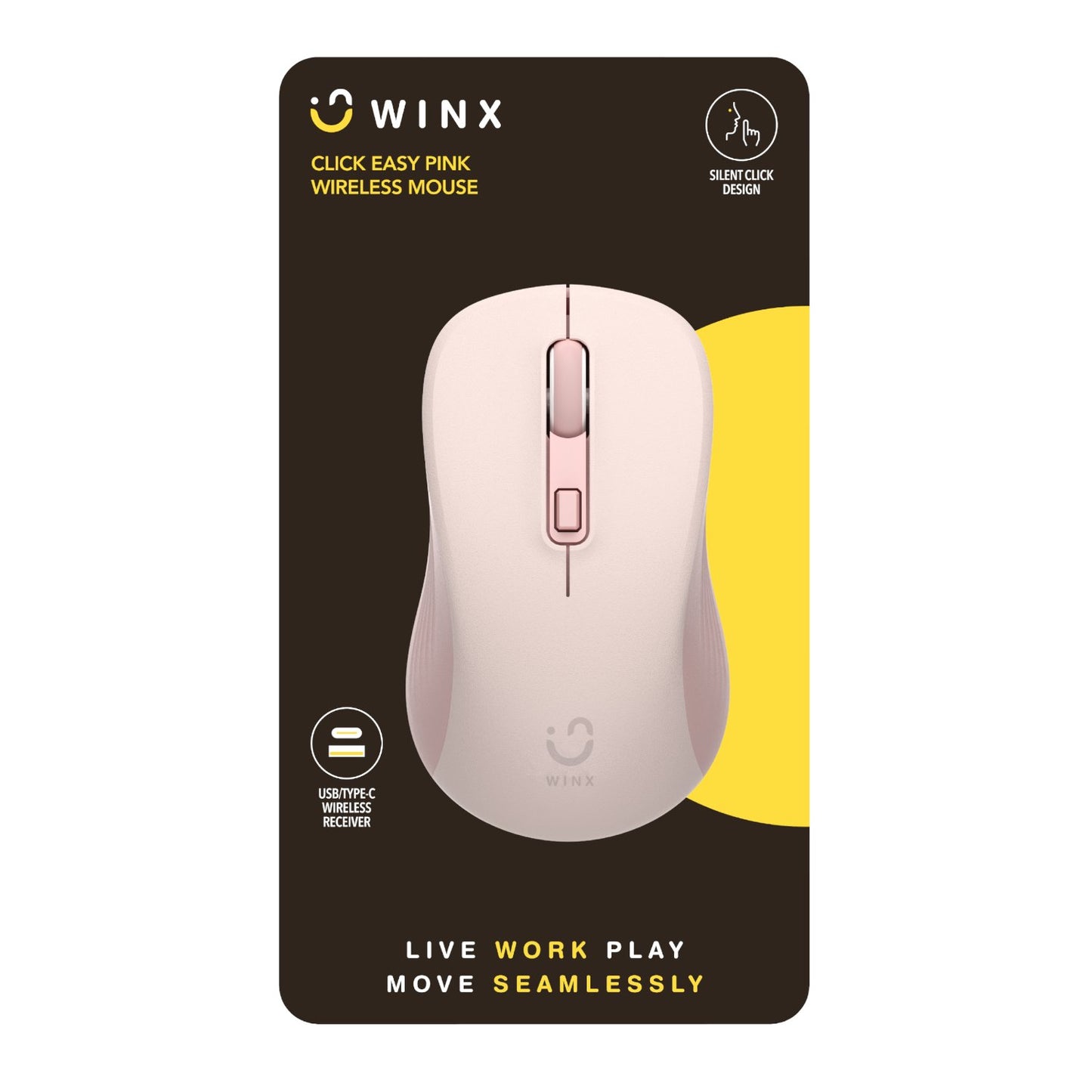 WINX CLICK Easy 1600DPI 2.4GHz Wireless Mouse - Pink-2
