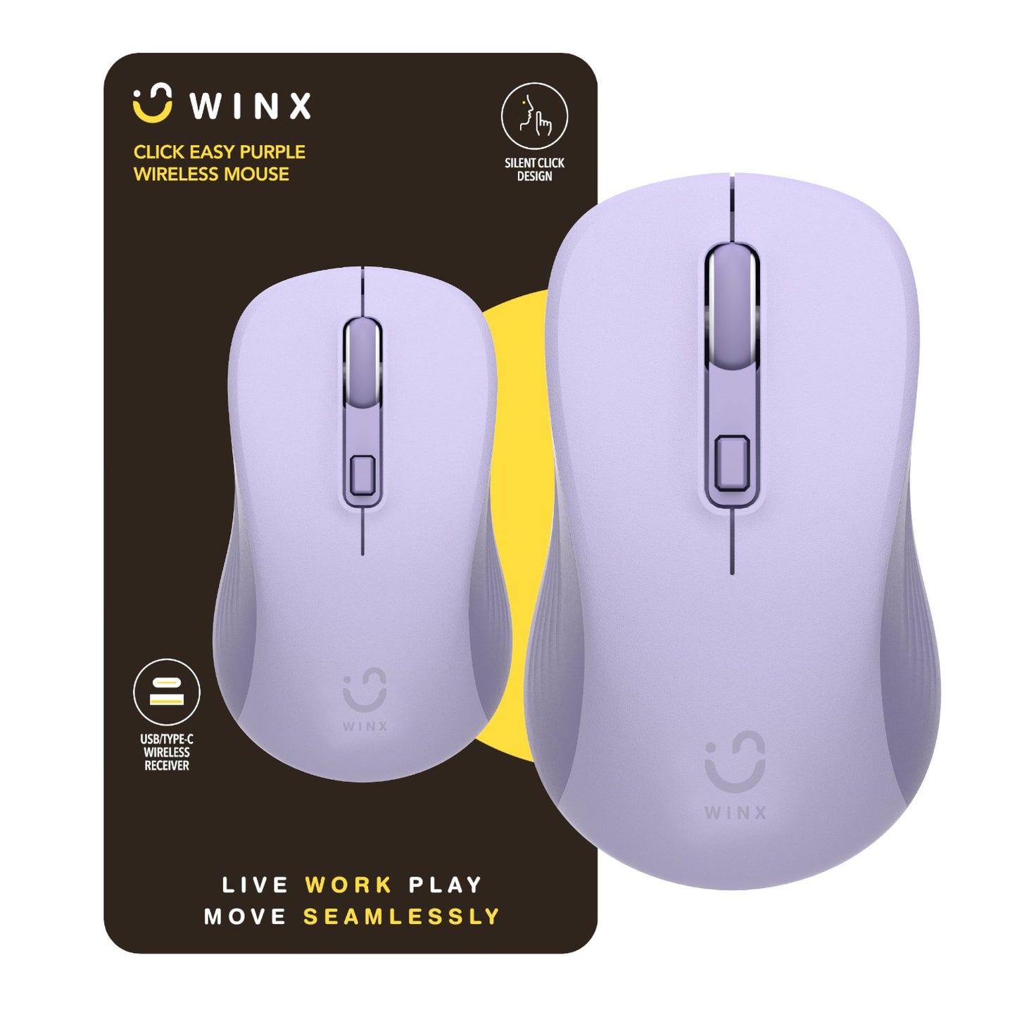 WINX CLICK Easy 1600DPI 2.4GHz Wireless Mouse - Purple-0