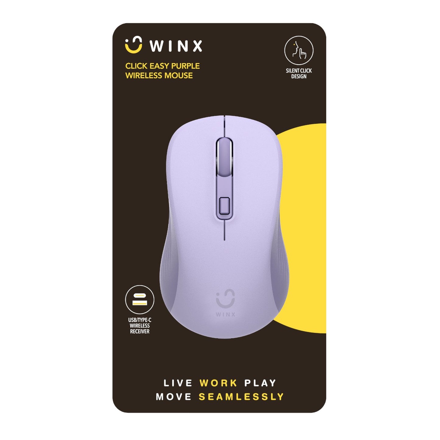 WINX CLICK Easy 1600DPI 2.4GHz Wireless Mouse - Purple-2