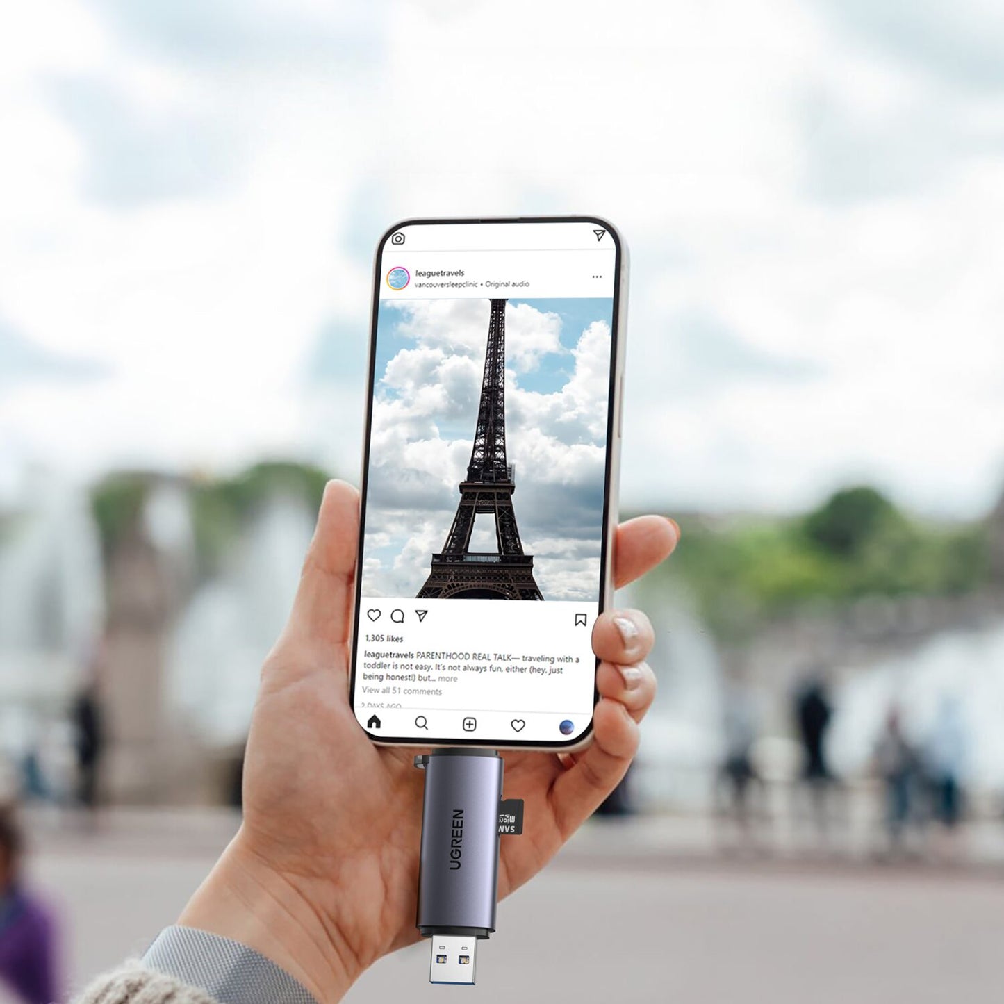 UGREEN CM185-50706 2-in-1 OTG Card Reader | Type-C | USB-A - Silver-4