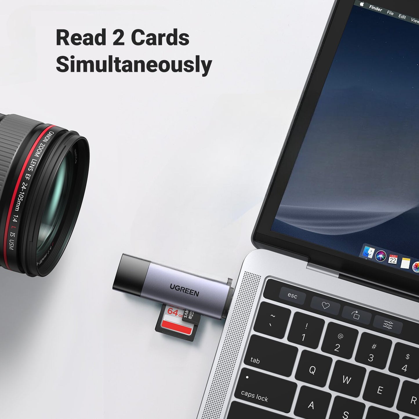 UGREEN CM185-50706 2-in-1 OTG Card Reader | Type-C | USB-A - Silver-3